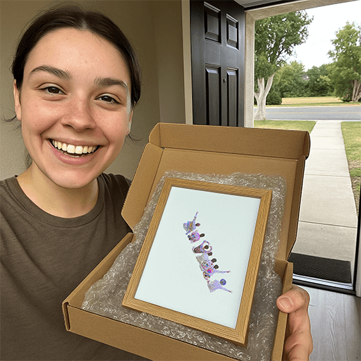 Girl holding frame